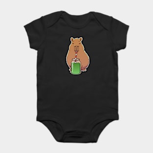 Capybara Green Juice Smoothie Baby Bodysuit
